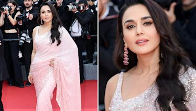 Preity Zinta sparkles in shimmery white sari during her second red-carpet appearance at Cannes 2024