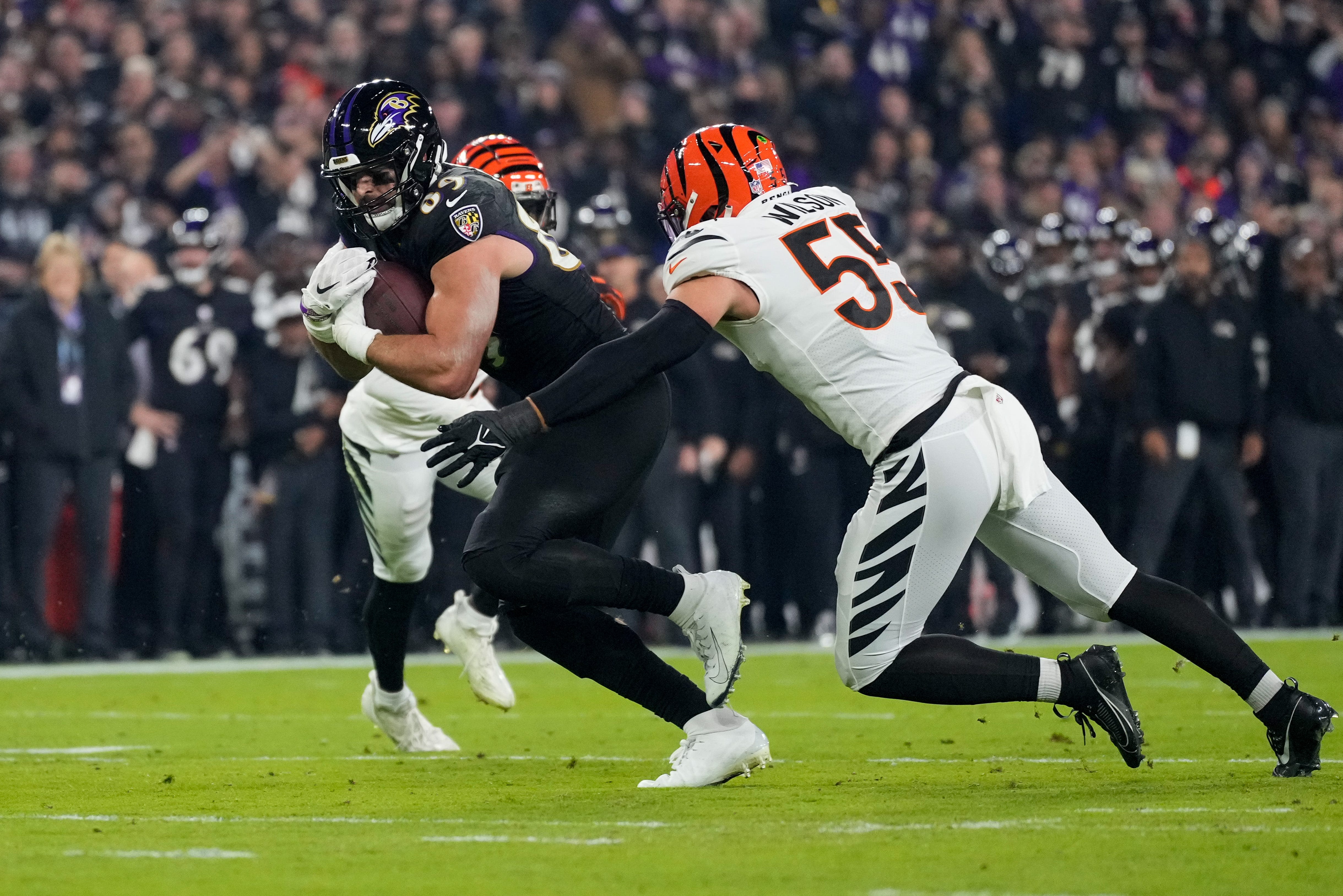 NBC's Mike Tirico: 'Hip-drop tackle' by Bengals' Logan Wilson injured Ravens' Mark Andrews