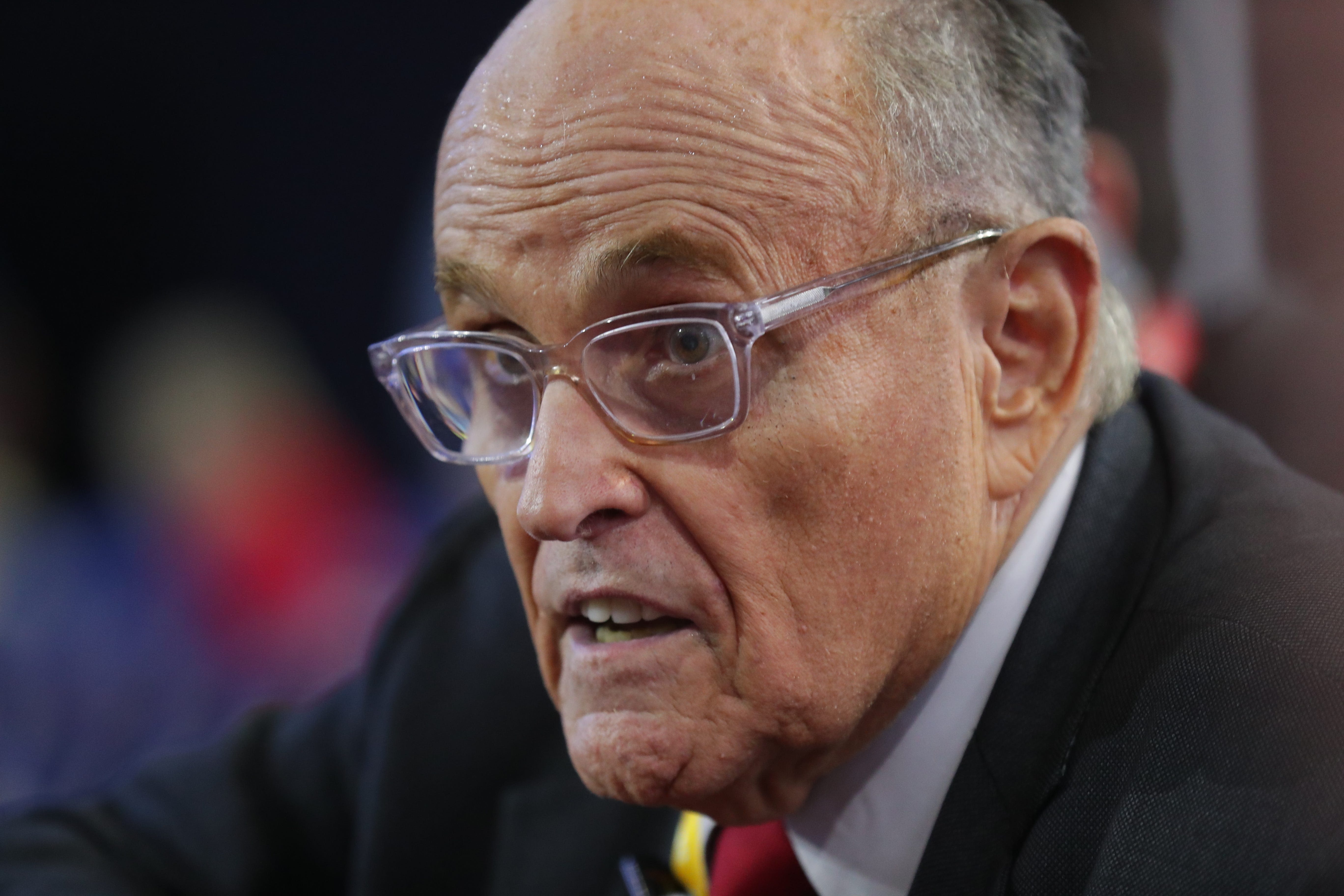 Rudy Giuliani takes a fall at the 2024 RNC inside Milwaukee's Fiserv Forum