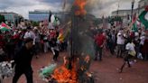 Protestors burn US flag, raise Palestine's as Netanyahu addresses US Congress