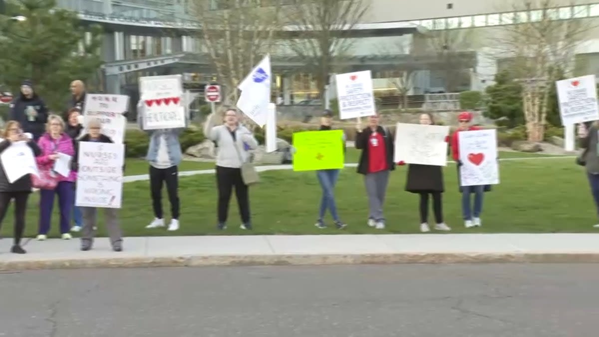 Nurses picketing outside Danbury Hospital