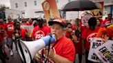 Airline food workers at Miami airport stage protest to demand higher wages