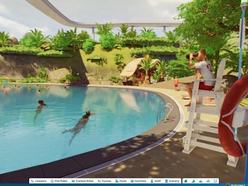 The blue pools of Planet Coaster 2 make me want to go to a real water park