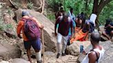 Boulders blocking pathway on Sathuragiri hills pose threat to safety of devotees