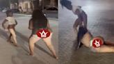 Weight Don’t Mean Nothing To Her: Big Chick Gets Dragged & Beat Up While In A Thong During A Fight!