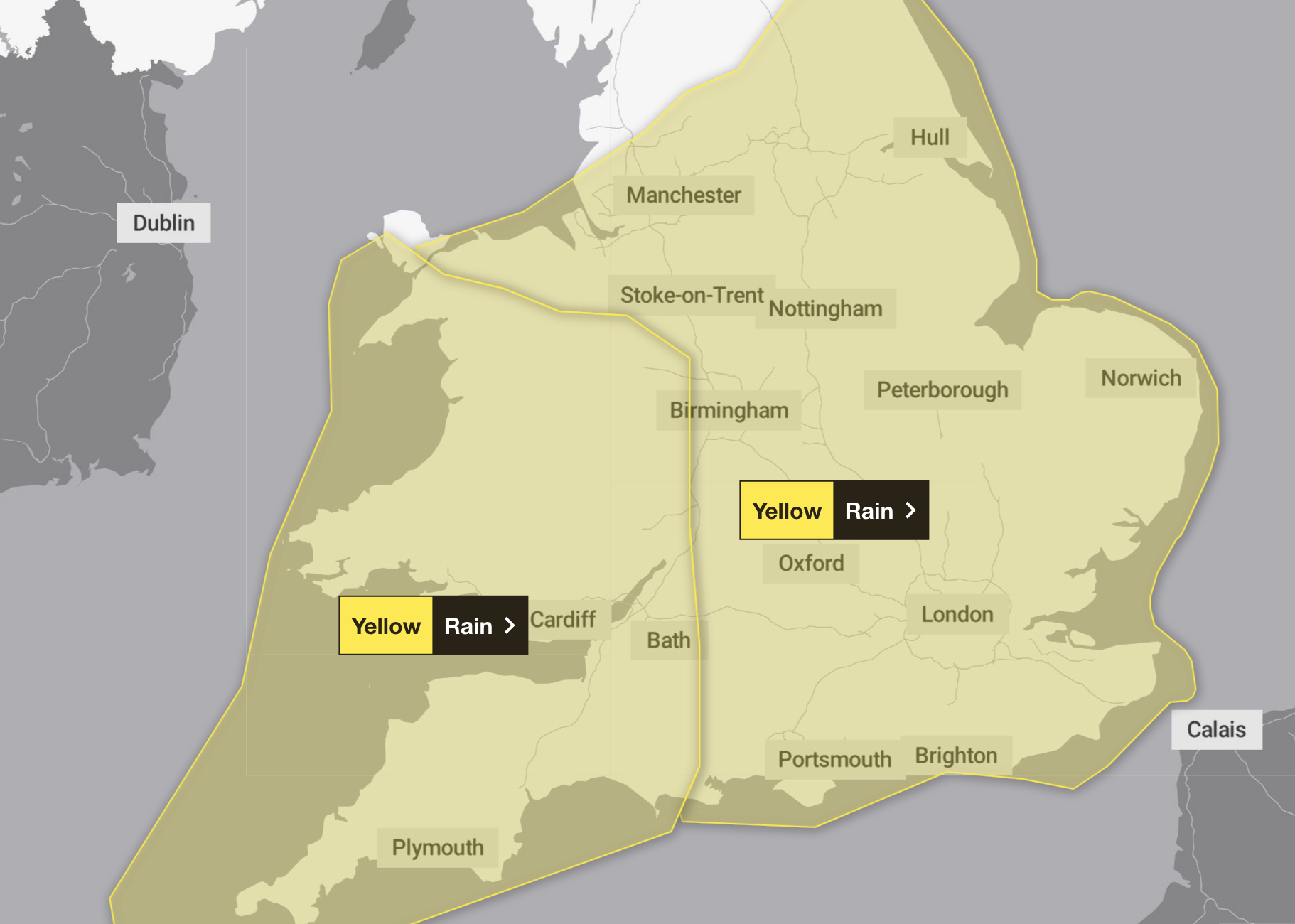 Weather warning maps show where heavy rain and thunderstorms will hit swathes of the UK