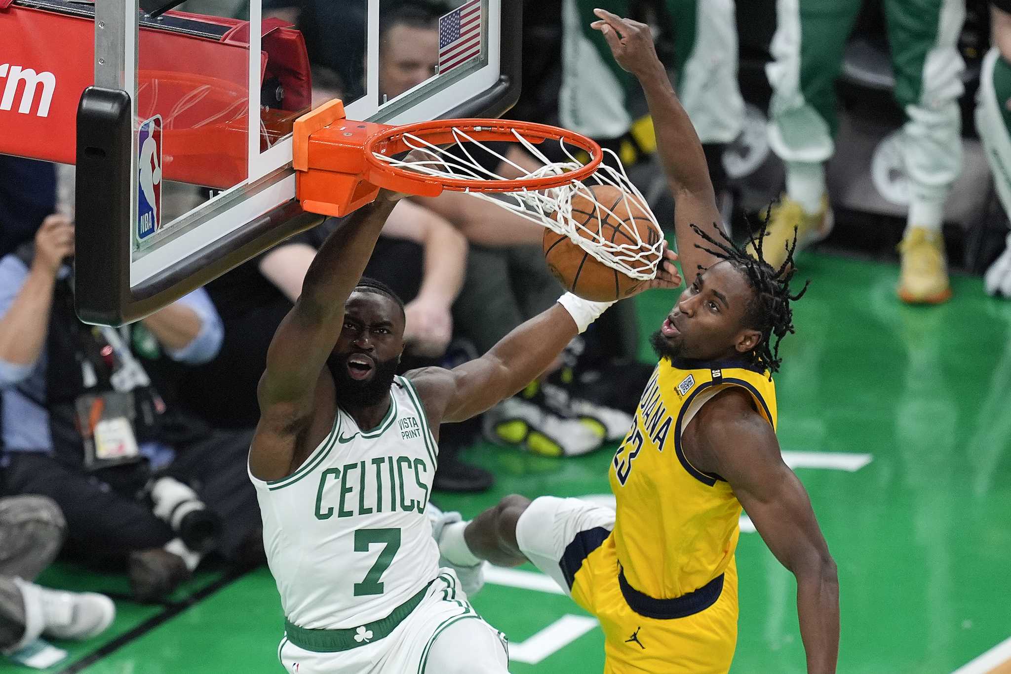 Tatum scores 36, Brown hits 3 to force OT and Celtics edge Pacers 133-128 in Game 1 of East finals