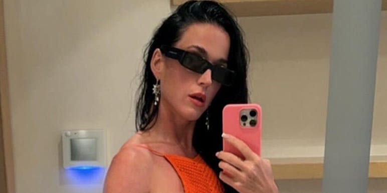 Katy Perry wears Claudia Schiffer's vintage Chanel orange thongkini