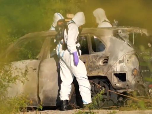 Cops hunt gangster, 25, after two Brits found dead in burned-out car in Sweden