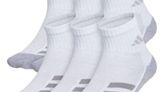adidas Kids-Boy's/Girl's Cushioned Angle Stripe Quarter Socks (6-Pair), Now 25% Off