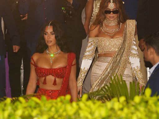 Kim Kardashian Wore a Jasmine-Inspired Outfit to the Extravagant Ambani Wedding