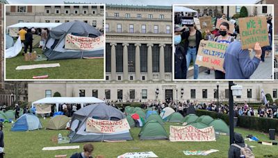 Columbia students erect 60 tents on main lawn to demand university divest from Israel as president grilled on antisemitism