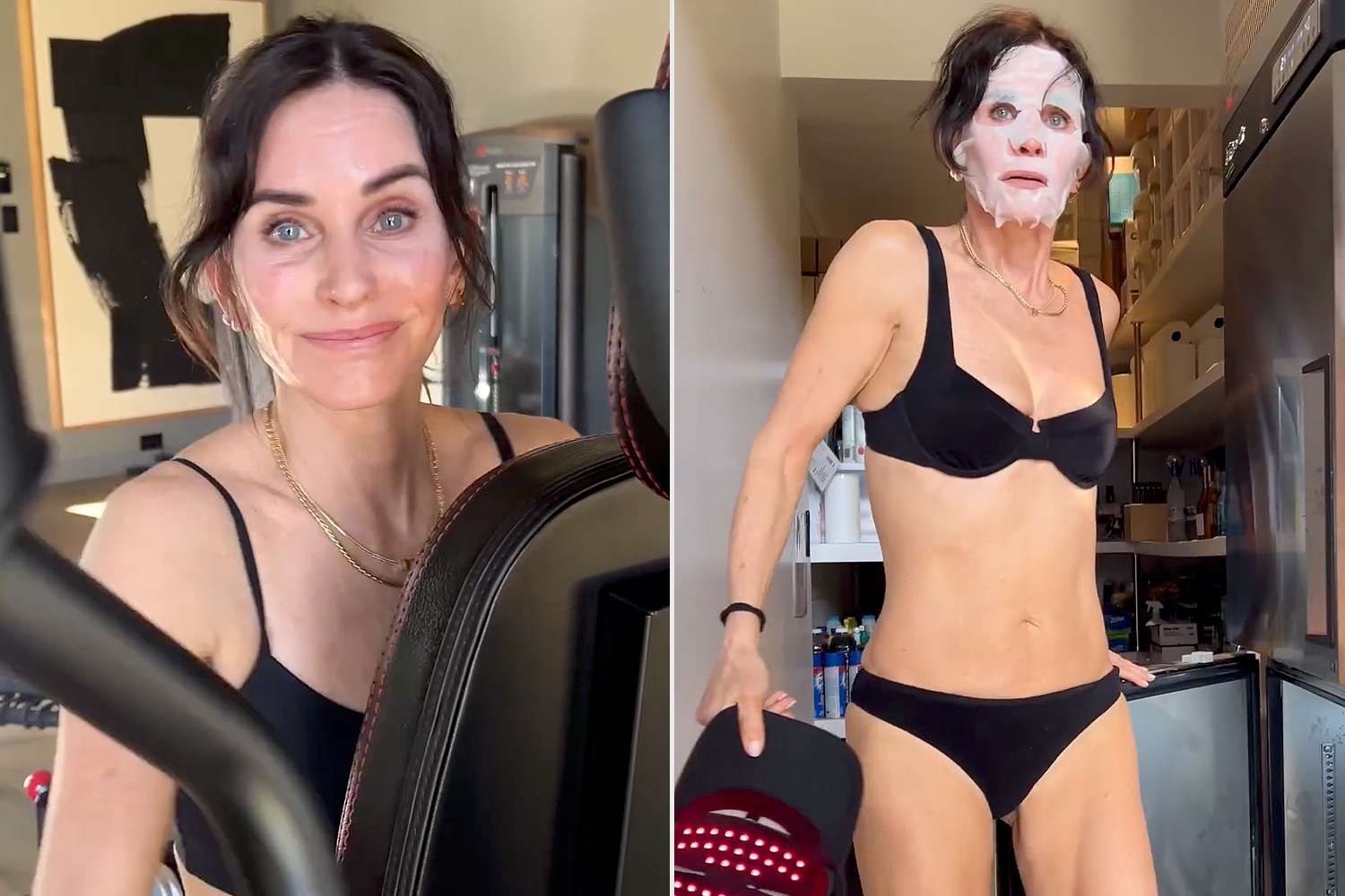 Courteney Cox, 60, Crawls Out of a Freezer in Face Mask and Bikini as She Pokes Fun at Her Wellness Routine