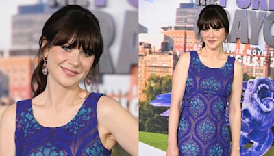 Zooey Deschanel Goes Mod in 1960s-inspired Anna Sui Dress for ‘Harold and the Purple Crayon’ Los Angeles Premiere