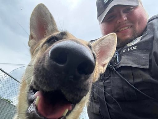 Public safety officer adopts dog rescued from hot car in hotel parking lot