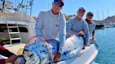 Anglers haul up rare oarfish being attacked by sharks