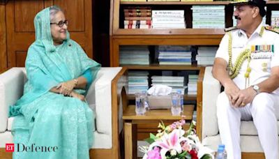 Indian Navy Chief Admiral Dinesh K Tripathi calls on Bangladesh PM Sheikh Hasina