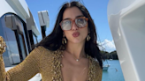 Dua Lipa Is a Yachtie Hottie in a Blue Bikini and Gold, Plunging Crop Top Set