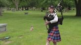 Bagpiper plays her heart out in Royal Oak cemetery on Memorial Day