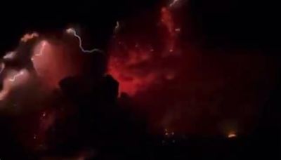 Dramatic video shows Indonesia's Mount Ruang volcano erupting as lightning fills clouds of hot gas and debris