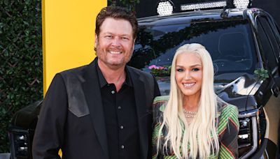 Gwen Stefani rocks mini plaid dress at Fall Guy premiere with Blake Shelton