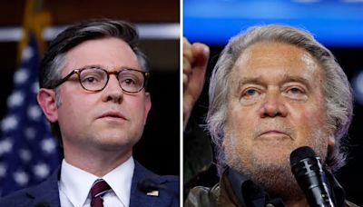 Steve Bannon Accuses Mike Johnson of 'Conspiracy' to Take Down Trump