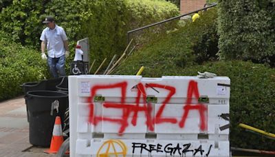 Pro-Palestinian encampment forms in downtown Los Angeles