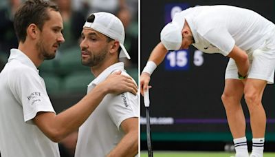 Grigor Dimitrov forced to retire from Wimbledon clash after nasty fall