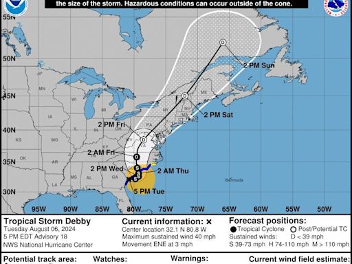 Tropical Storm Debby's path moves west. Here's how Delaware is impacted