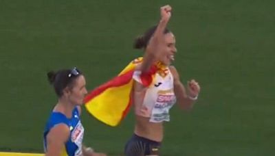 She’s behind you! Watch as race walker is caught by opponent after celebrating medal too soon