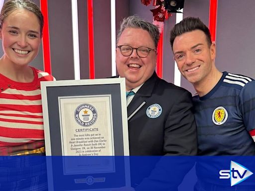 Radio presenter scoops Guinness World Record for putting on most kilts in a minute