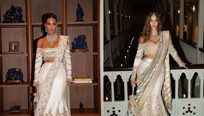 Kim And Khloe Kardashian Twin In Ivory Lehenga Set At Anant-Radhika's Wedding - News18