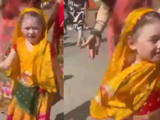 Russian girl in traditional Indian attire performs bhangra dance to welcome PM Modi. Watch