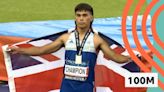 Video: Louie Hinchliffe wins British100m title