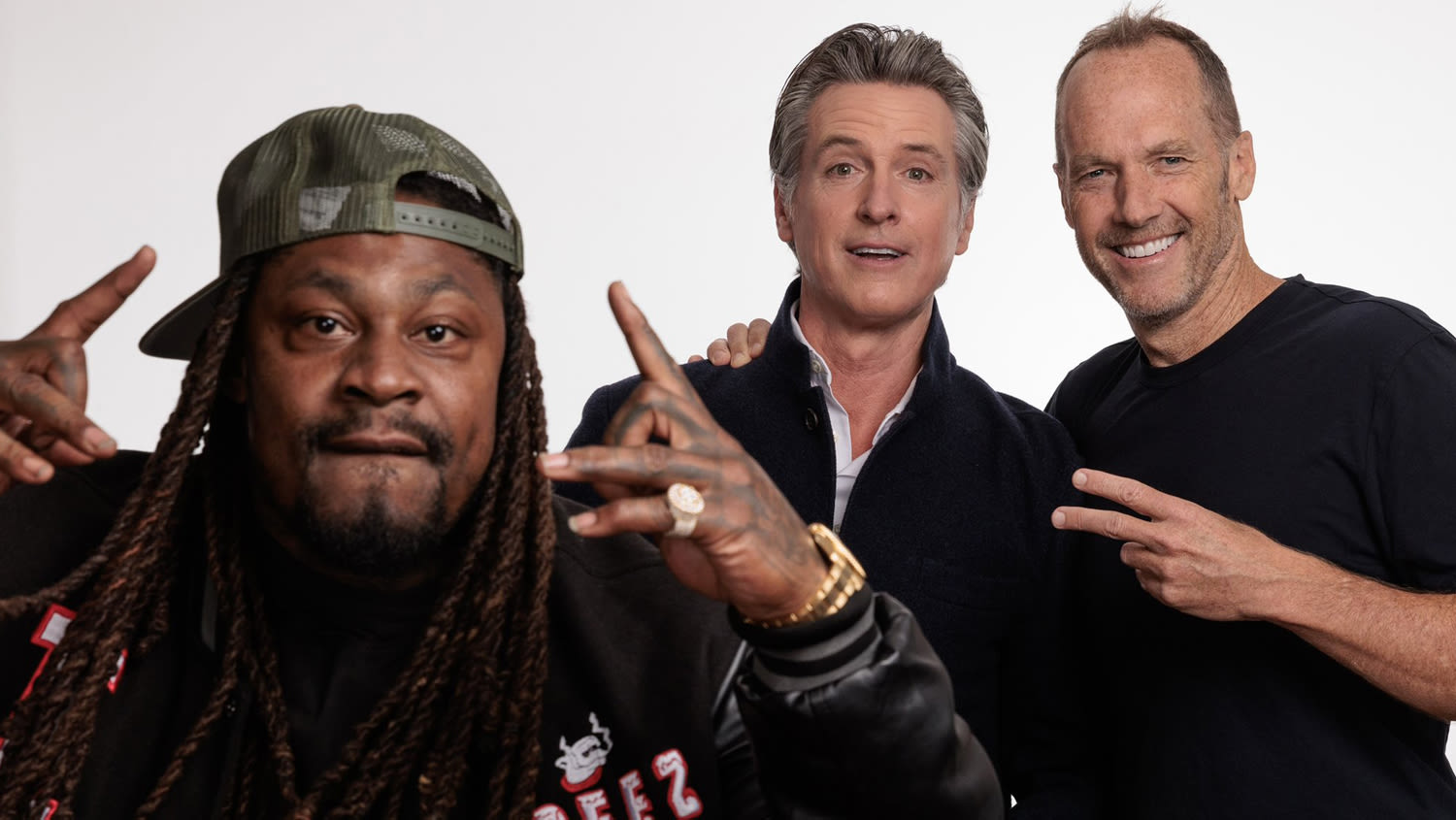 Gavin Newsom Launches Podcast With NFL Legend Marshawn Lynch