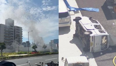 大阪抽水廠爆炸起火 2聲巨響「車子噴飛路邊」已釀4人傷