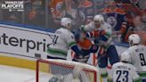 Connor McDavid brutally cross checked by Canucks after buzzer as suspensions loom in Stanley Cup playoffs