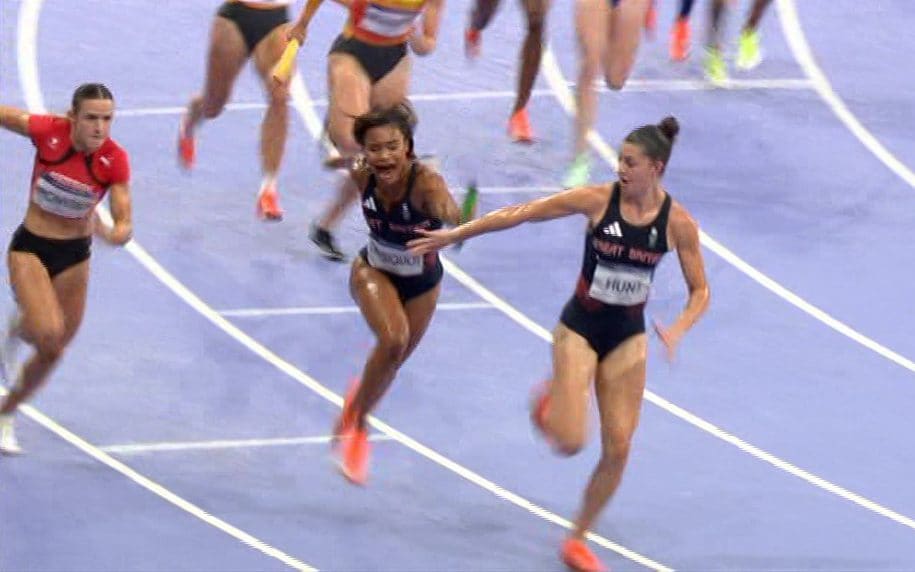 Team GB survive protest to claim women’s 4x100m relay silver after costly baton exchange