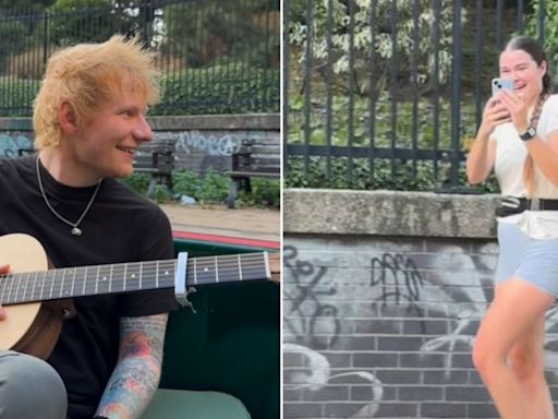 "¿Alguna petición?": Ed Sheeran le dedica una canción a una joven que corría por las calles de Londres