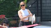 Jennifer Lopez and manager Benny Medina leave Equinox gym in NY