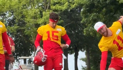 Carson Wentz avoided an injury walking to Chiefs camp and Patrick Mahomes wouldn't let him hear the end of it