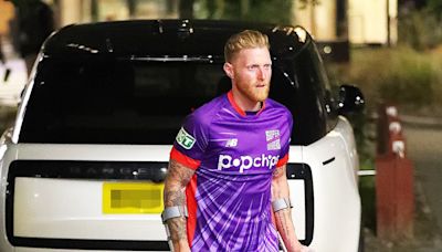 Stokes pictured on crutches after England captain suffered injury