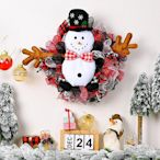 【現貨精選】新品聖誕裝飾品聖誕雪人絲帶花環氣氛場地裝飾掛件花環