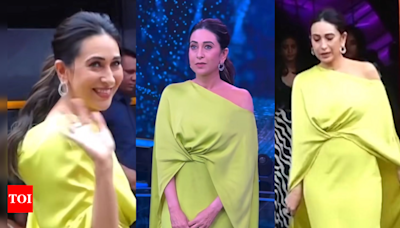 Karisma Kapoor's stunning neon asymmetrical gown is worth Rs. 1.29 Lakh! | Hindi Movie News - Times of India