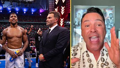 Oscar De La Hoya ruthlessly taunts Eddie Hearn over 'huge L' with Anthony Joshua