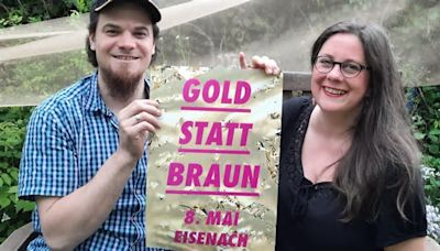 Kunstaktion „Gold statt Braun“ in Eisenach