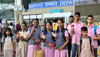 Nine students of Corporation schools fly to Chennai from Madurai