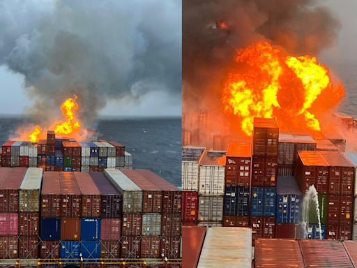 VIDEO: Indian Coast Guard Continues Operation As Fire Persists Onboard Maersk Frankfurt Vessel