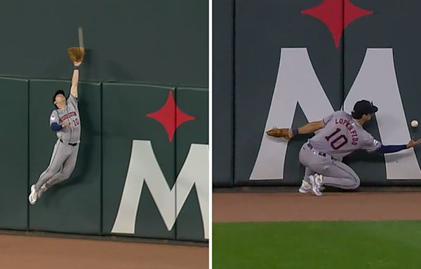 Astros' Loperfido makes leaping, juggling catch -- TWICE!