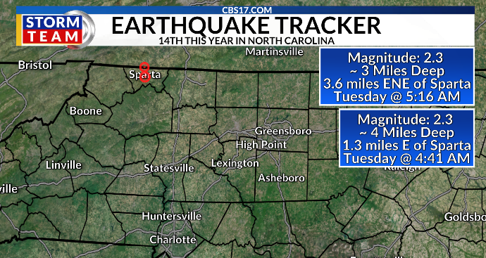 2 earthquakes recorded minutes apart in western North Carolina